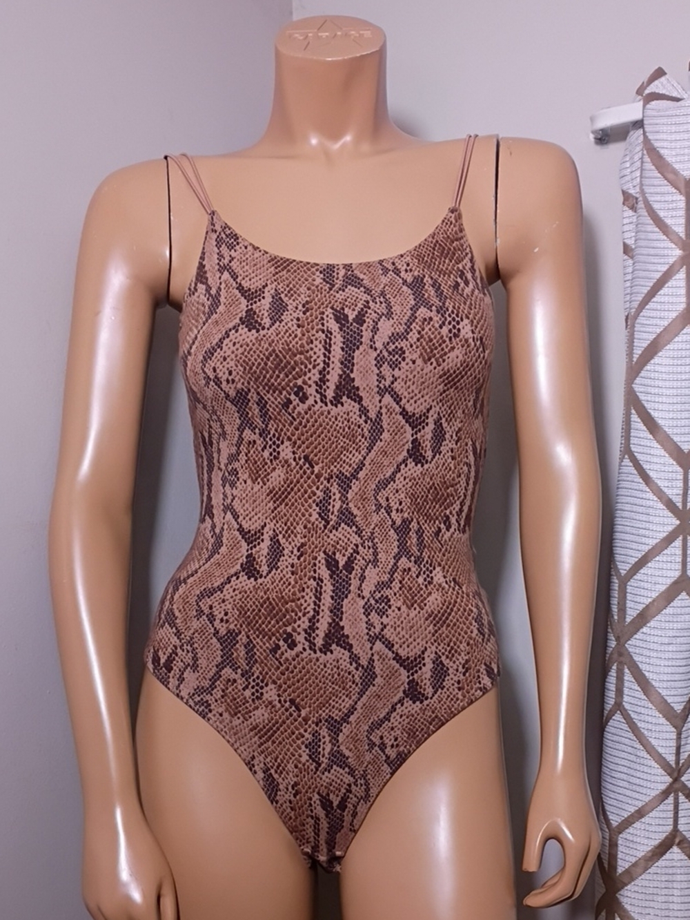 Express Brown Snake-Print Bodysuit